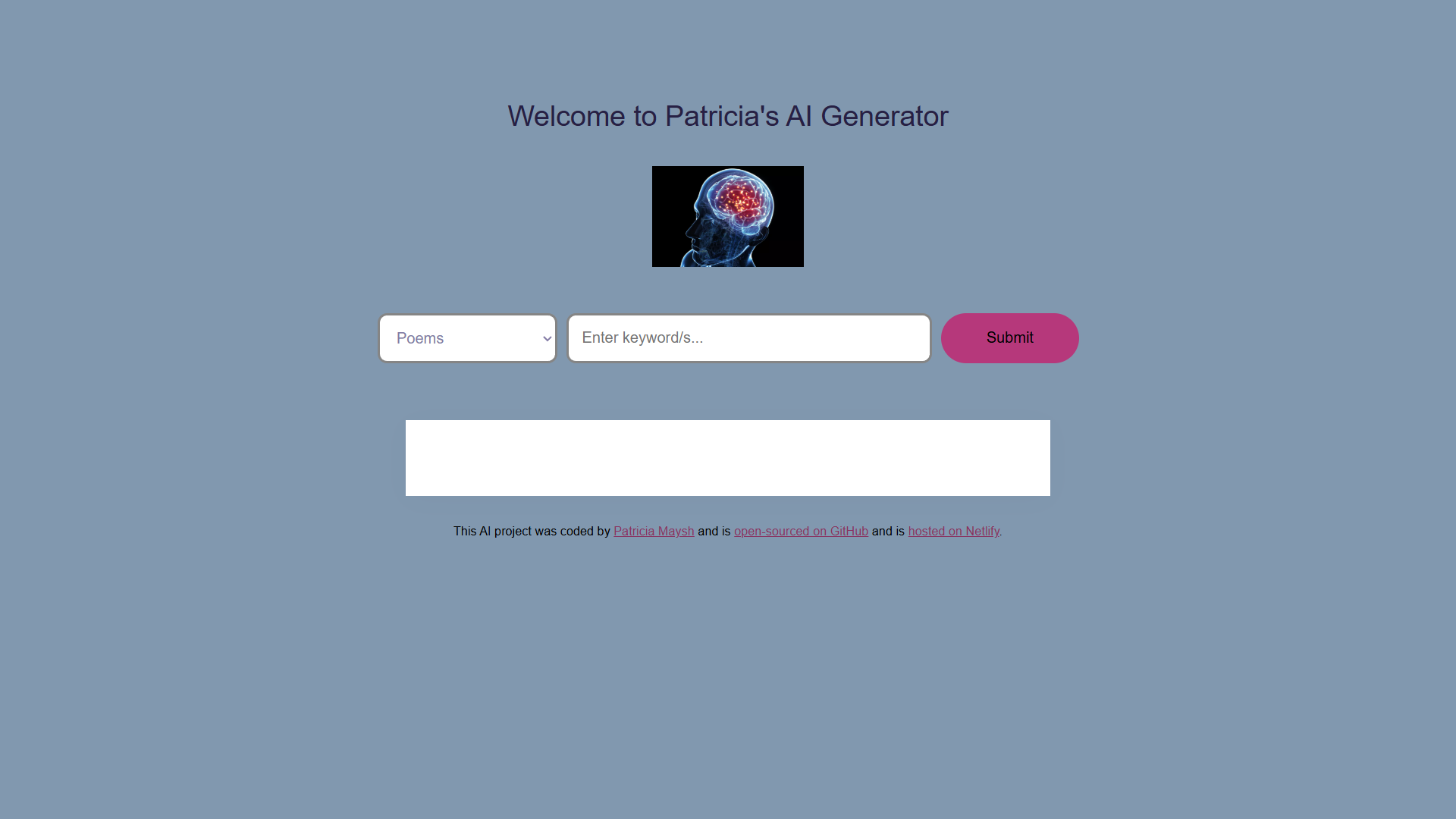 Patricia's AI Generator project screenshot